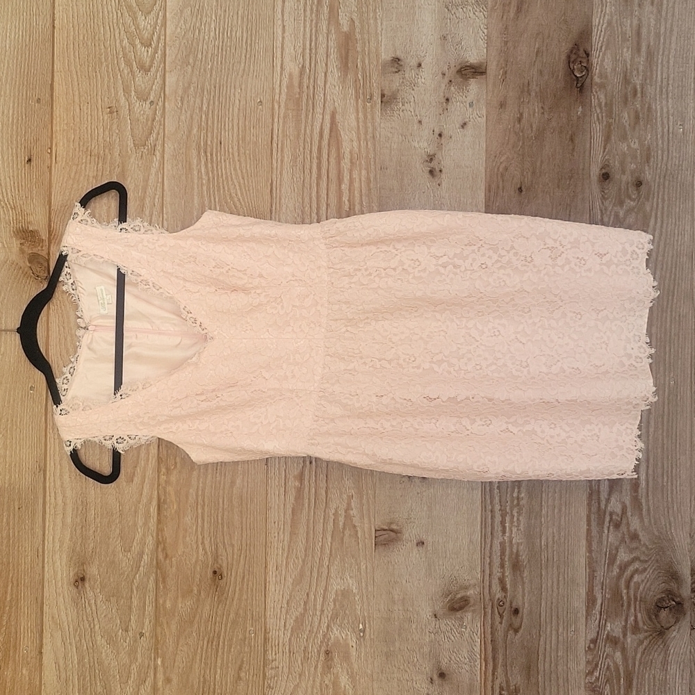 Shoshanna Pale Pink Lace Tank Dress With Eyelash Lace Trim Size 6